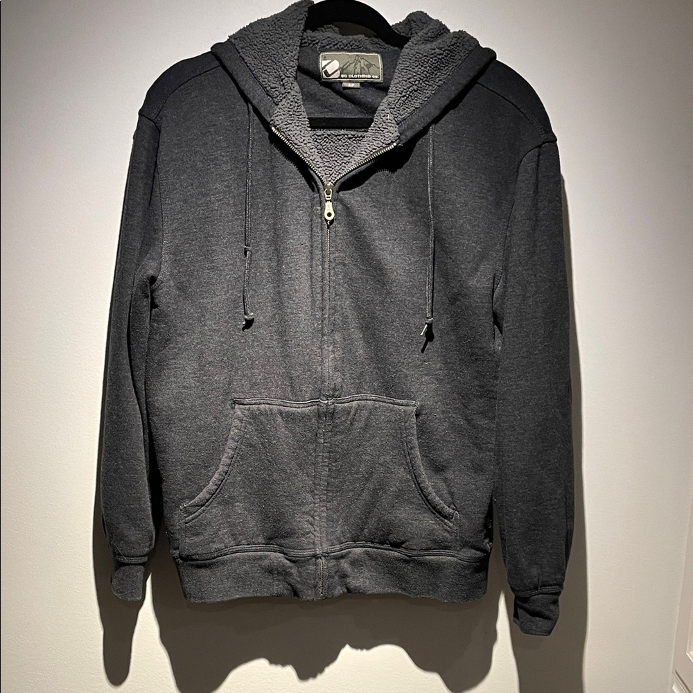 BC Clothing Co. Sherpa Lined Zip Hoodie | Men’s Small | Charcoal Gray - Picture 2 of 10